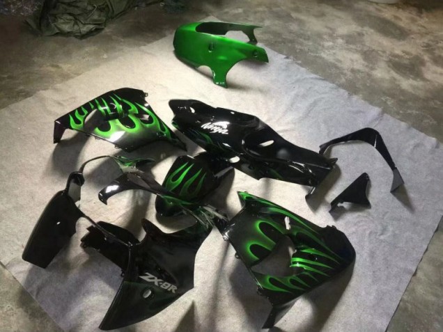 Beste ZX9R 2000-2001 Verkleidungen - Glänzend Schwarze Grüne Flamme Beste ZX9R 2000-2001 Verkleidungen - Glänzend Schwarze Grüne Flamme