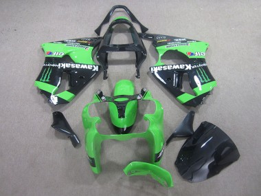 Beste ZX6R 2000-2002 Verkleidungen - Schwarz Grünes Monster