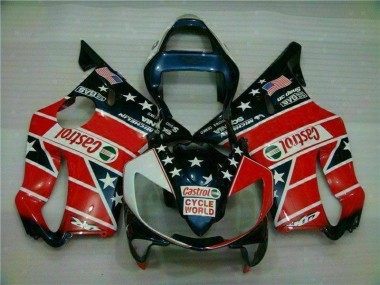 Beste CBR 600 F4i 2001-2003 Verkleidungen - Rot Weiß Blau Castrol Cycle World