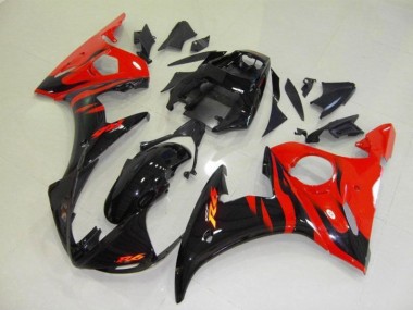 Beste R6 2003-2005 Verkleidung - Schwarz rote Flamme