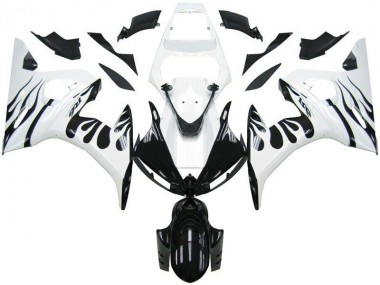 Beste R6 2003-2005 Verkleidungen - Weiß Flamme Schwarz