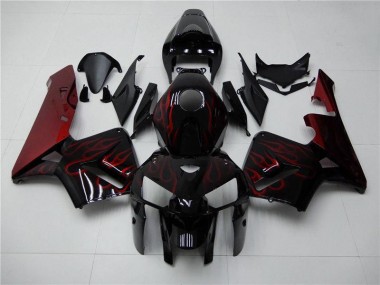 Beste CBR 600 RR 2005-2006 Verkleidungen - Rot Flamme Schwarz