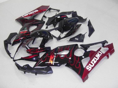Beste GSXR 1000 K5 2005-2006 Verkleidungen - Rot Flamme
