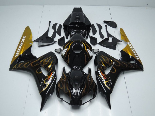 Beste CBR 1000 RR 2006-2007 Verkleidungen - Schwarz Gold Flamme Beste CBR 1000 RR 2006-2007 Verkleidungen - Schwarz Gold Flamme