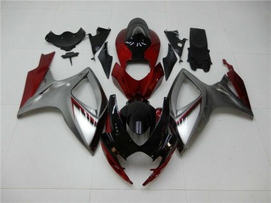 Beste GSXR 600 / 750 K6 2006-2007 Verkleidungen - Rot Silber