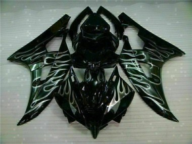 Beste R6 2006-2007 Verkleidungen - Silber Flamme Schwarz