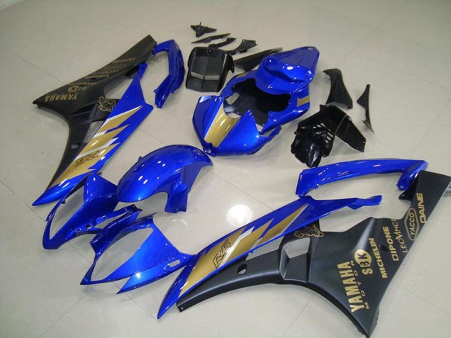 Beste R6 2006-2007 Verkleidungen - Schwarz Blau mit Gold Aufkleber Beste R6 2006-2007 Verkleidungen - Schwarz Blau mit Gold Aufkleber