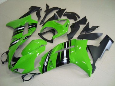 Beste ZX6R 2007-2008 Verkleidungen - Grüne und silberne Streifen