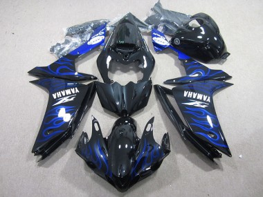 Beste R1 2007-2008 Verkleidungen - Schwarz mit Blaur Flamme