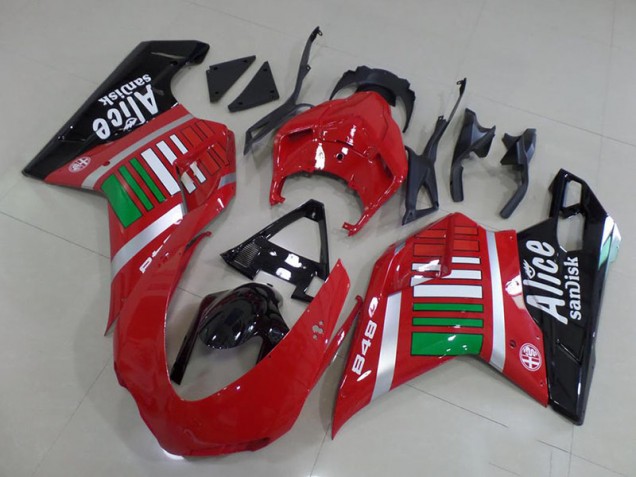 Beste Ducati 848 1098 1198 2007-2014 Verkleidungen - Alice mit Grün Beste Ducati 848 1098 1198 2007-2014 Verkleidungen - Alice mit Grün