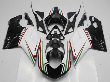 Beste Ducati 848 1098 1198 2007-2014 Verkleidungen - Schwarz Grün und Weiß