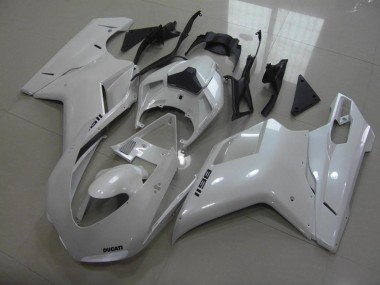 Beste Ducati 848 1098 1198 2007-2014 Verkleidungen - BirnenWeiß, schwarze Aufkleber