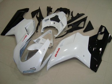 Beste Ducati 848 1098 1198 2007-2014 Verkleidungen - Perl Weiß Schwarz