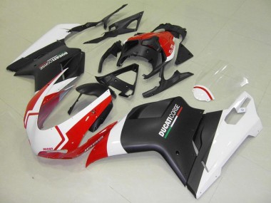 Beste Ducati 848 1098 1198 2007-2014 Verkleidungen - Matt Schwarz Weiß Rot