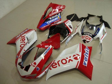 Beste Ducati 848 1098 1198 2007-2014 Verkleidungen - Weiß Rot Xerox