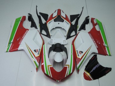 Beste Ducati 848 1098 1198 2007-2014 Verkleidungen - Rot Weiß Und Grün