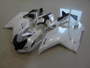 Beste Ducati 848 1098 1198 2007-2014 Verkleidungen - Perl Weiß Schwarz gestreift