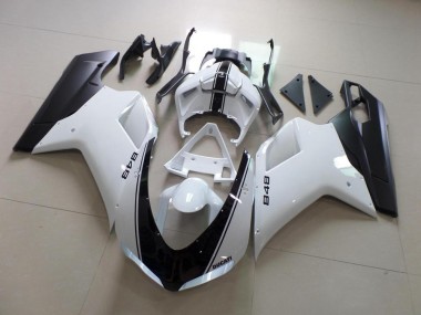 Beste Ducati 848 1098 1198 2007-2014 Verkleidungen - Weiß Und Schwarz Streifen