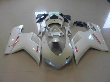 Beste Ducati 848 1098 1198 2007-2014 Verkleidungen - Perl Weiß Rote Aufkleber