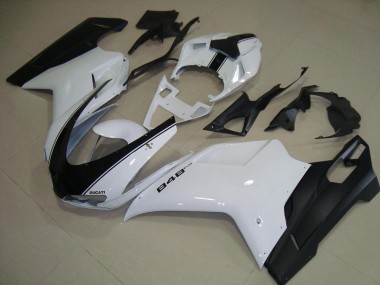 Beste Ducati 848 1098 1198 2007-2014 Verkleidungen - Weiß Matt Schwarz