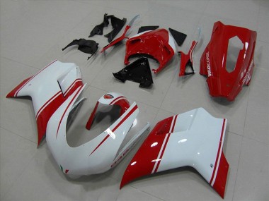 Beste Ducati 848 1098 1198 2007-2014 Verkleidungen - Weiß Und Rot Rennen Version