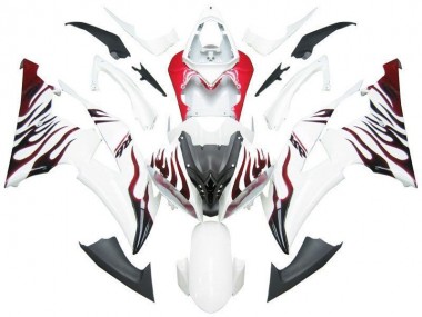 Beste R6 2008-2016 Verkleidungen - Weiß Rot Flamme R6