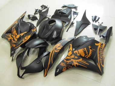 Beste CBR 600 RR 2009-2012 Verkleidungen - Matt Schwarzer Orange Aufkleber