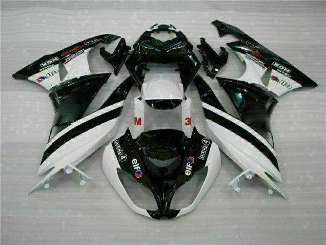 Beste ZX6R 2009-2012 Verkleidungen - Schwarz Weiß 3M Touch4
