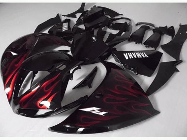 Beste R1 2012-2014 Verkleidungen - Rote Schwarz Flamme