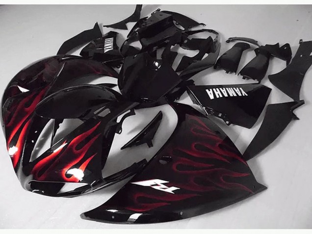 Beste R1 2012-2014 Verkleidungen - Rote Schwarz Flamme Beste R1 2012-2014 Verkleidungen - Rote Schwarz Flamme